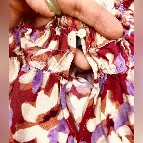 Rails Kamila Short Sleeve Pink Floral Blouse in Amaranth EUC sz Large! - Picture 4 of 8